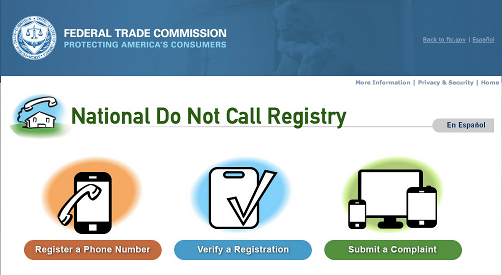 national do not call registry website